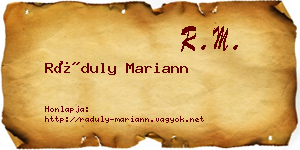 Ráduly Mariann névjegykártya