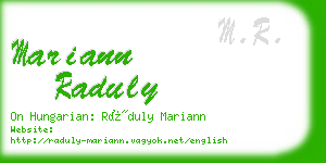 mariann raduly business card